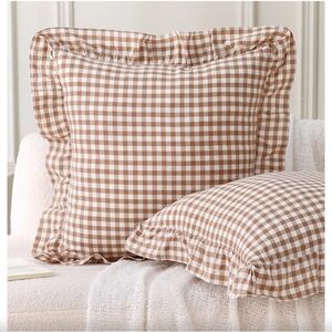 Checkered Pillow Covers - Khaki and White